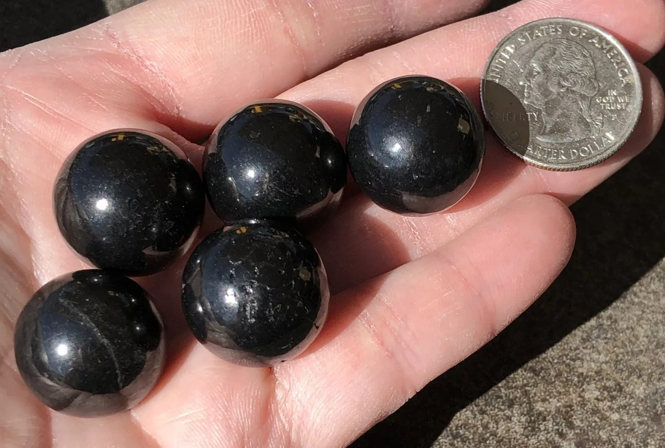 1 Small Polished Russian Shungite SPHERE - Root Chakra, Grounding