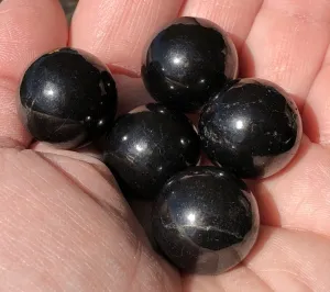 1 Small Polished Russian Shungite SPHERE - Root Chakra, Grounding