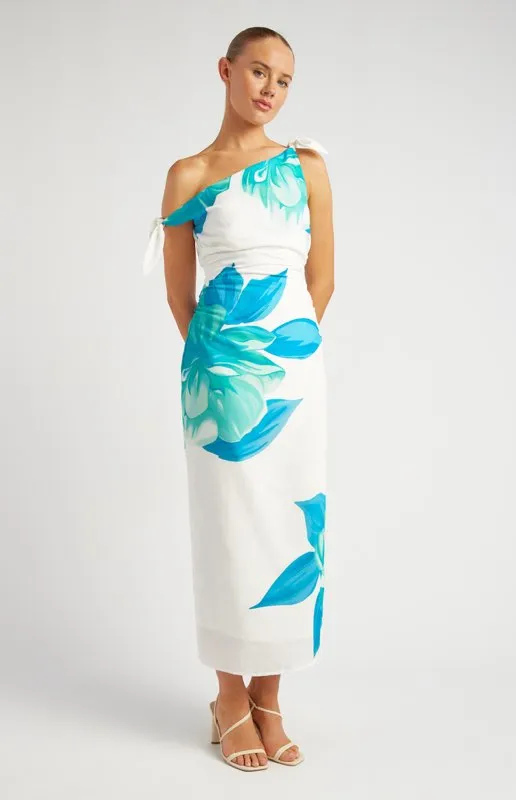 Alura Floral Off the Shoulder Cocktail Style Midi Dress