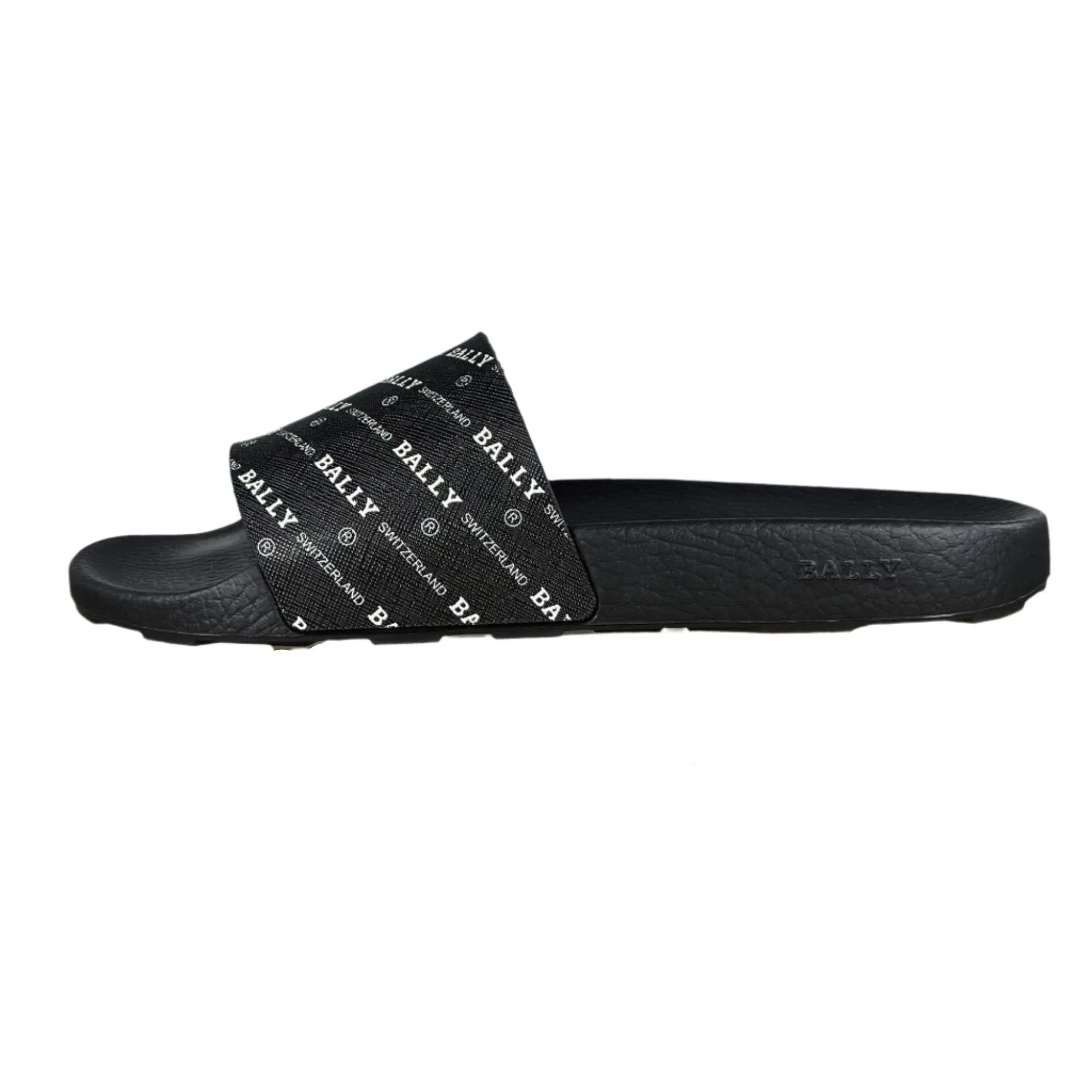 Bally Mens Slanter Black/White Rubber Slides
