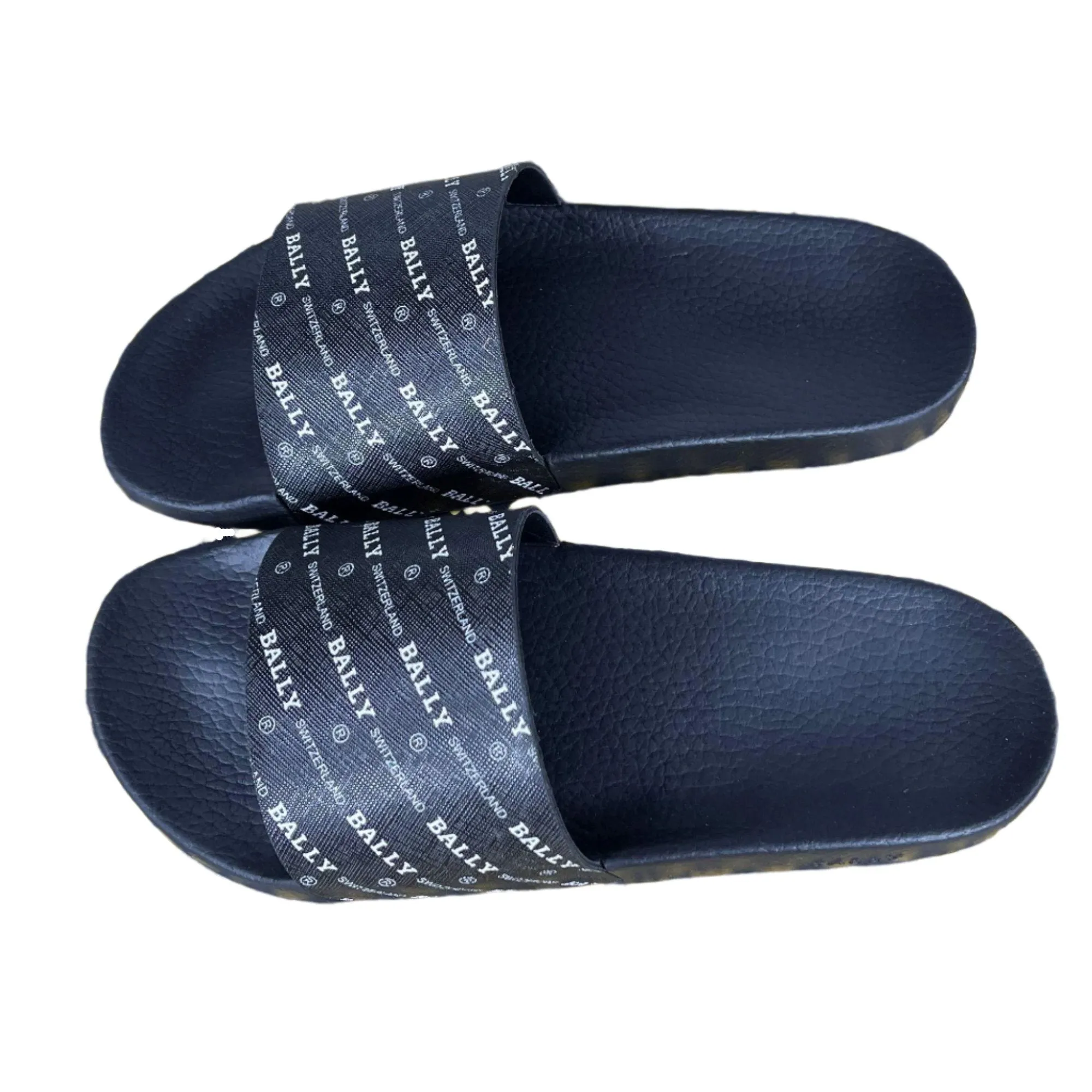 Bally Mens Slanter Black/White Rubber Slides