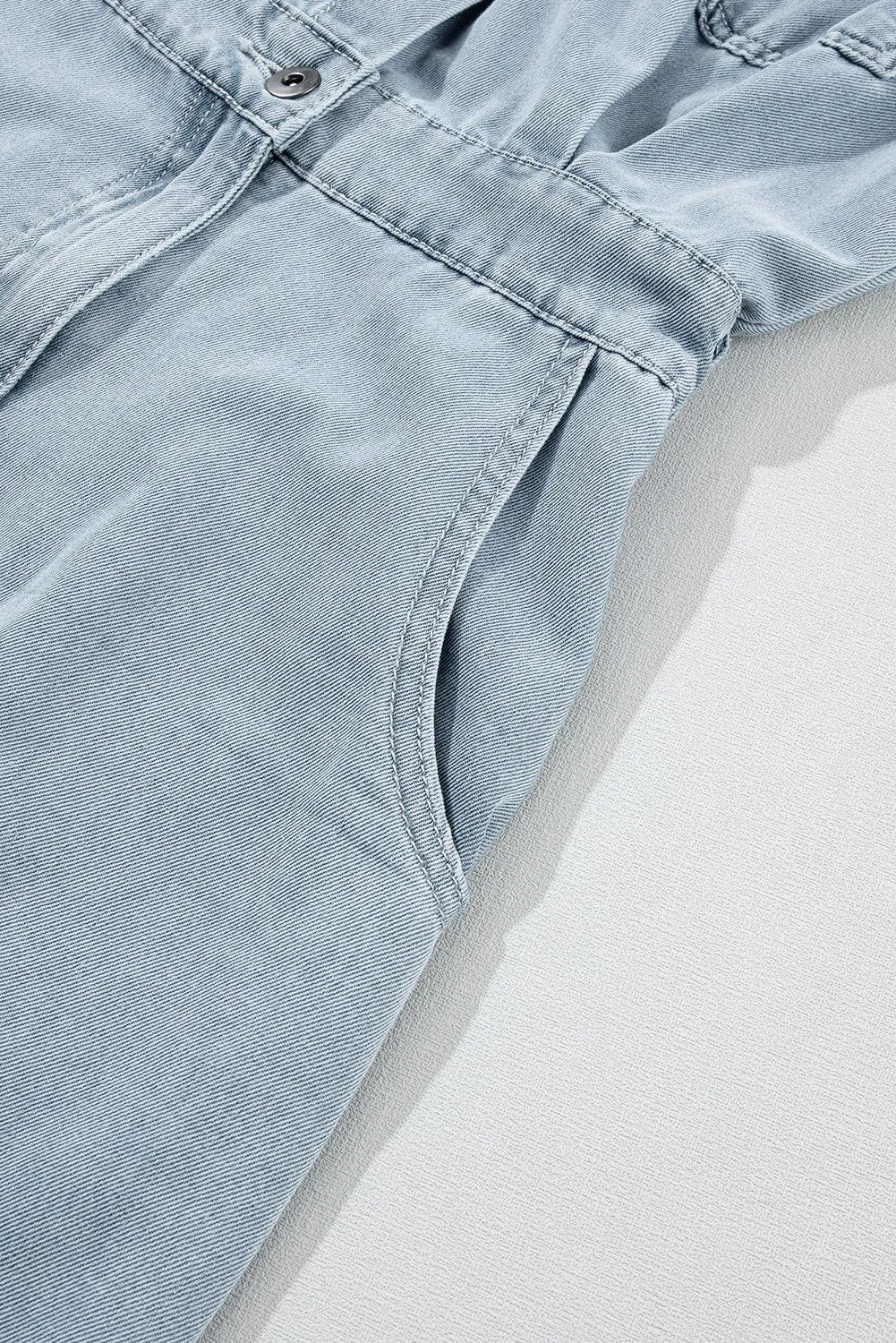 Batwing Sleeve Slit Back Denim Dress
