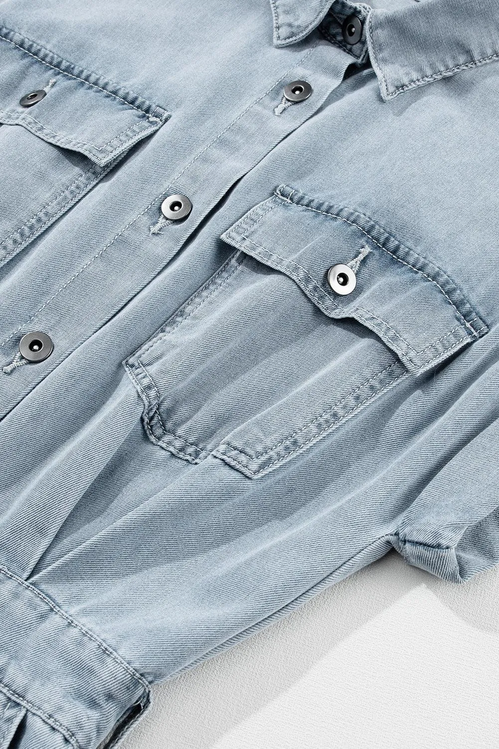 Batwing Sleeve Slit Back Denim Dress