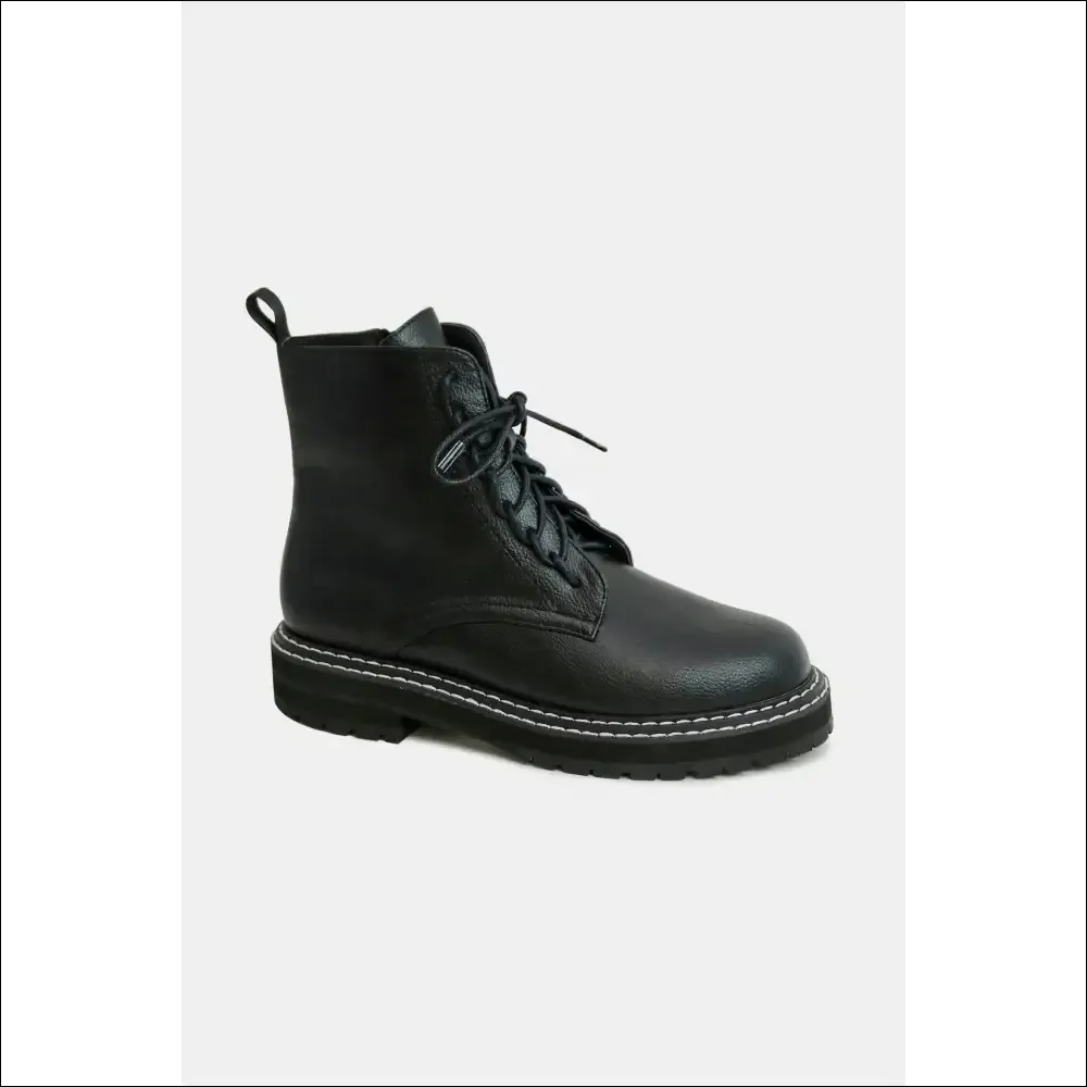 Beastly Chic Faux Leather Lace-Up Boots with Side Zipper
