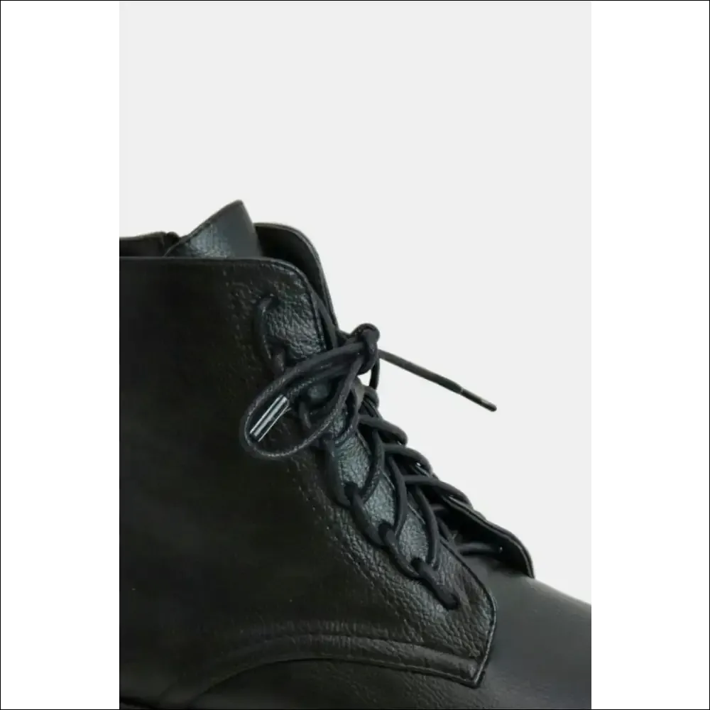 Beastly Chic Faux Leather Lace-Up Boots with Side Zipper