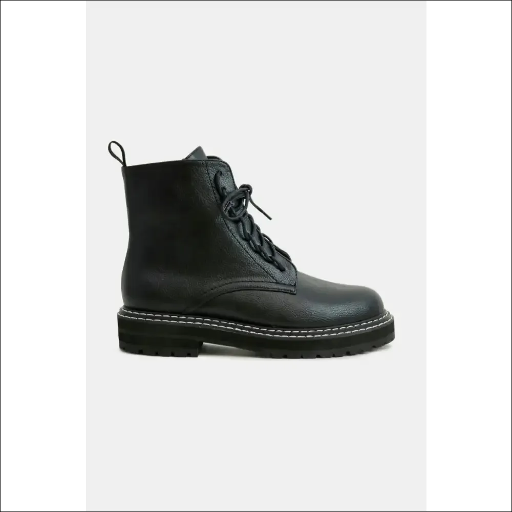 Beastly Chic Faux Leather Lace-Up Boots with Side Zipper