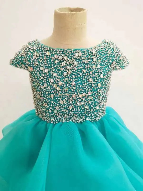 Beauty Cap Sleeve Little Girl Sparkly Pageant Dress