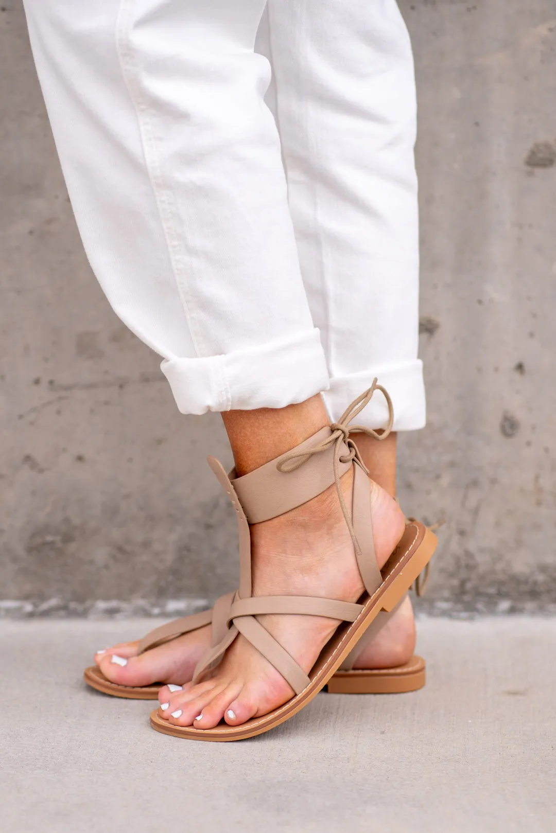 Blaze Lace Up Sandals - Taupe