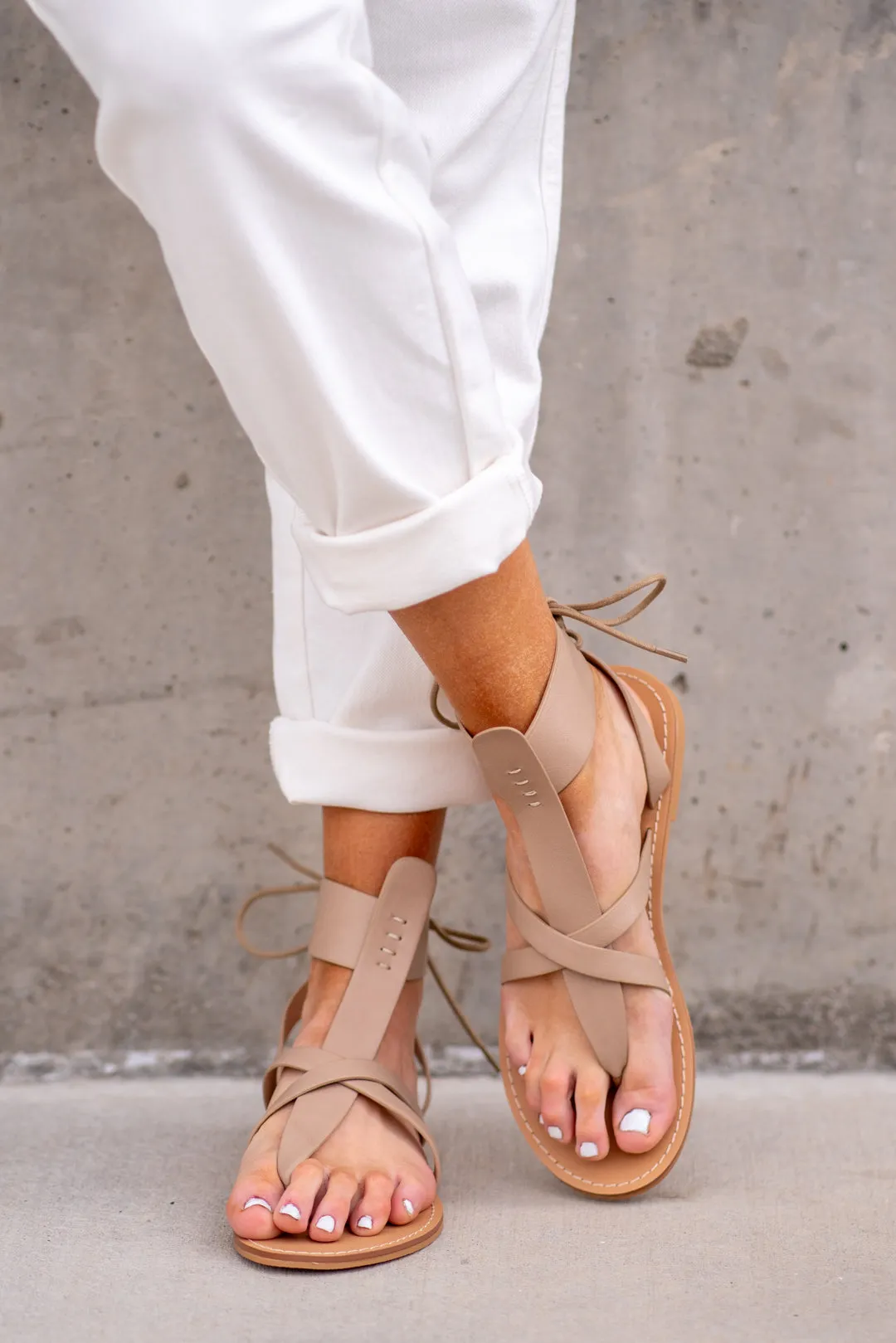 Blaze Lace Up Sandals - Taupe