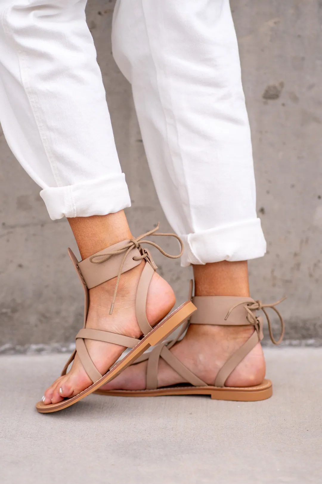 Blaze Lace Up Sandals - Taupe