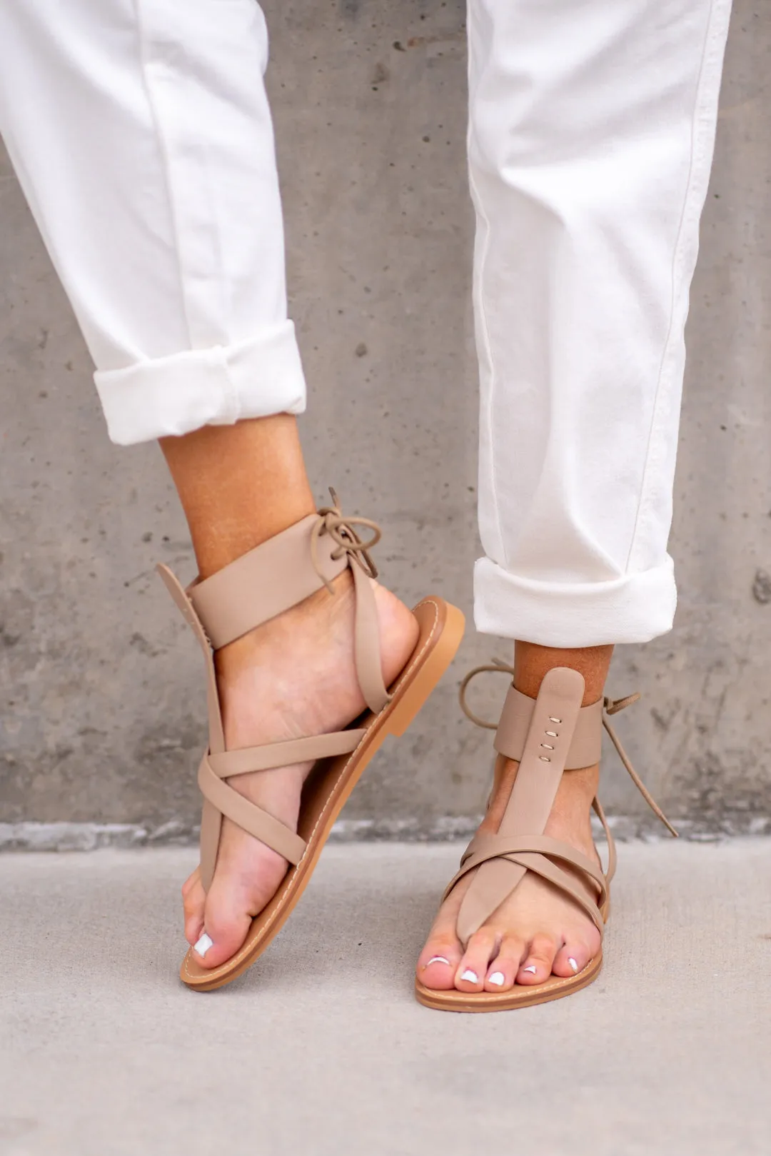 Blaze Lace Up Sandals - Taupe
