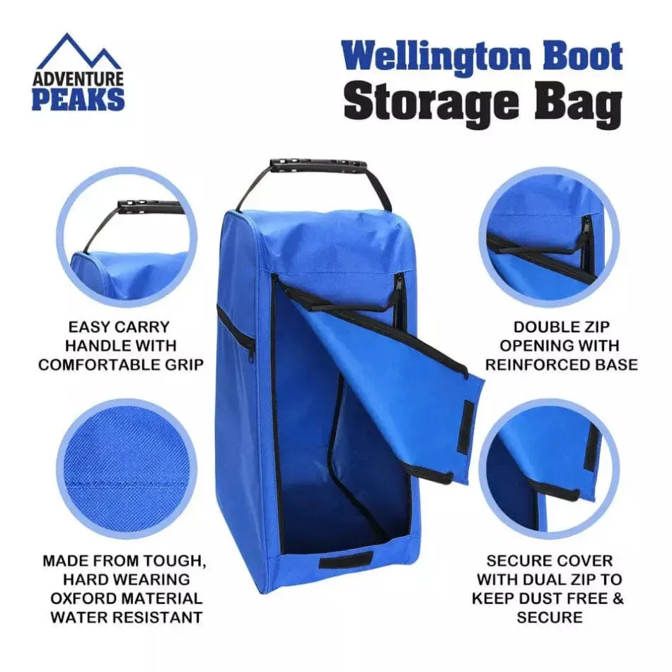 Boots Wellington Boots Storage Bag Blue With Shoe Brush