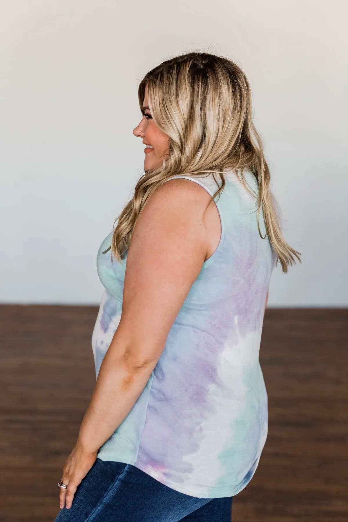 Brighten My Summer Tie Dye Tank Top- Purple, Mint, Ivory