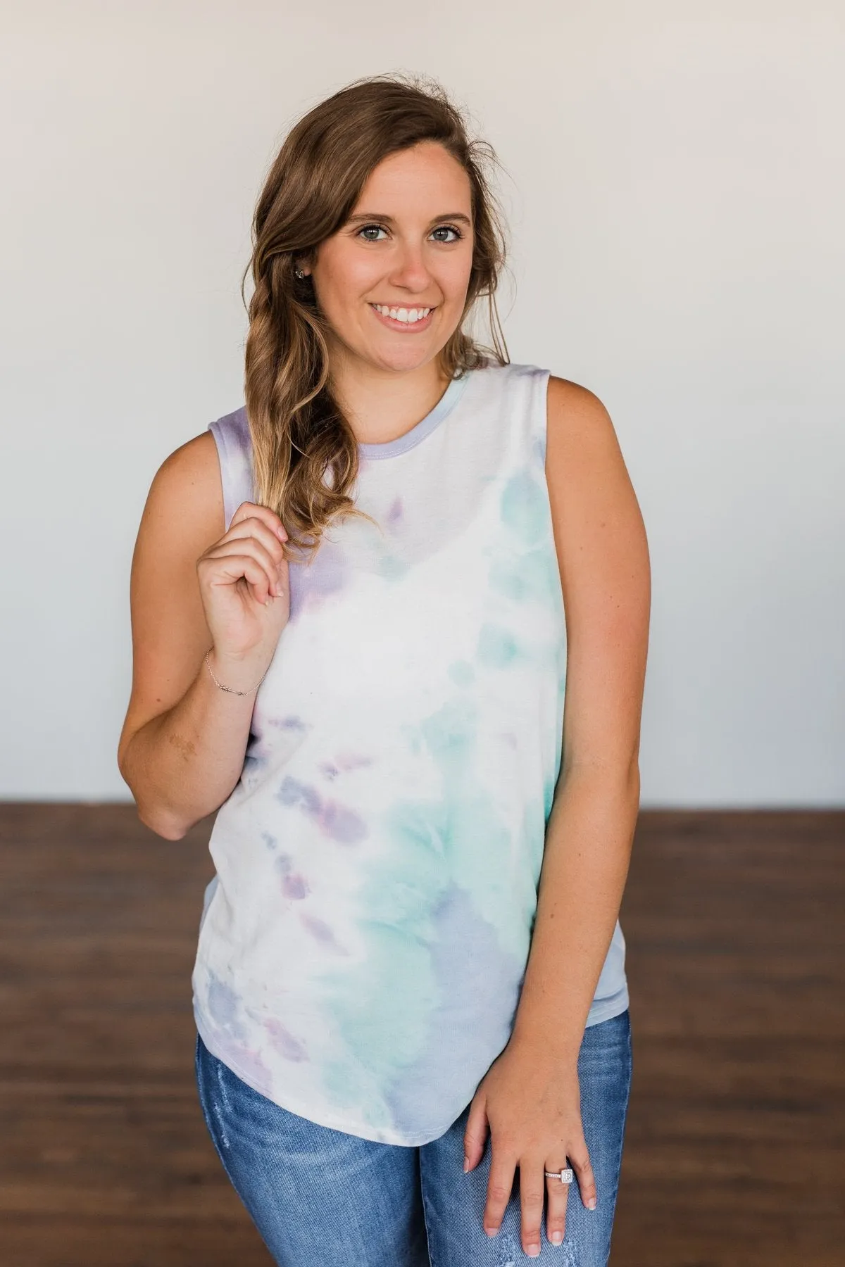 Brighten My Summer Tie Dye Tank Top- Purple, Mint, Ivory