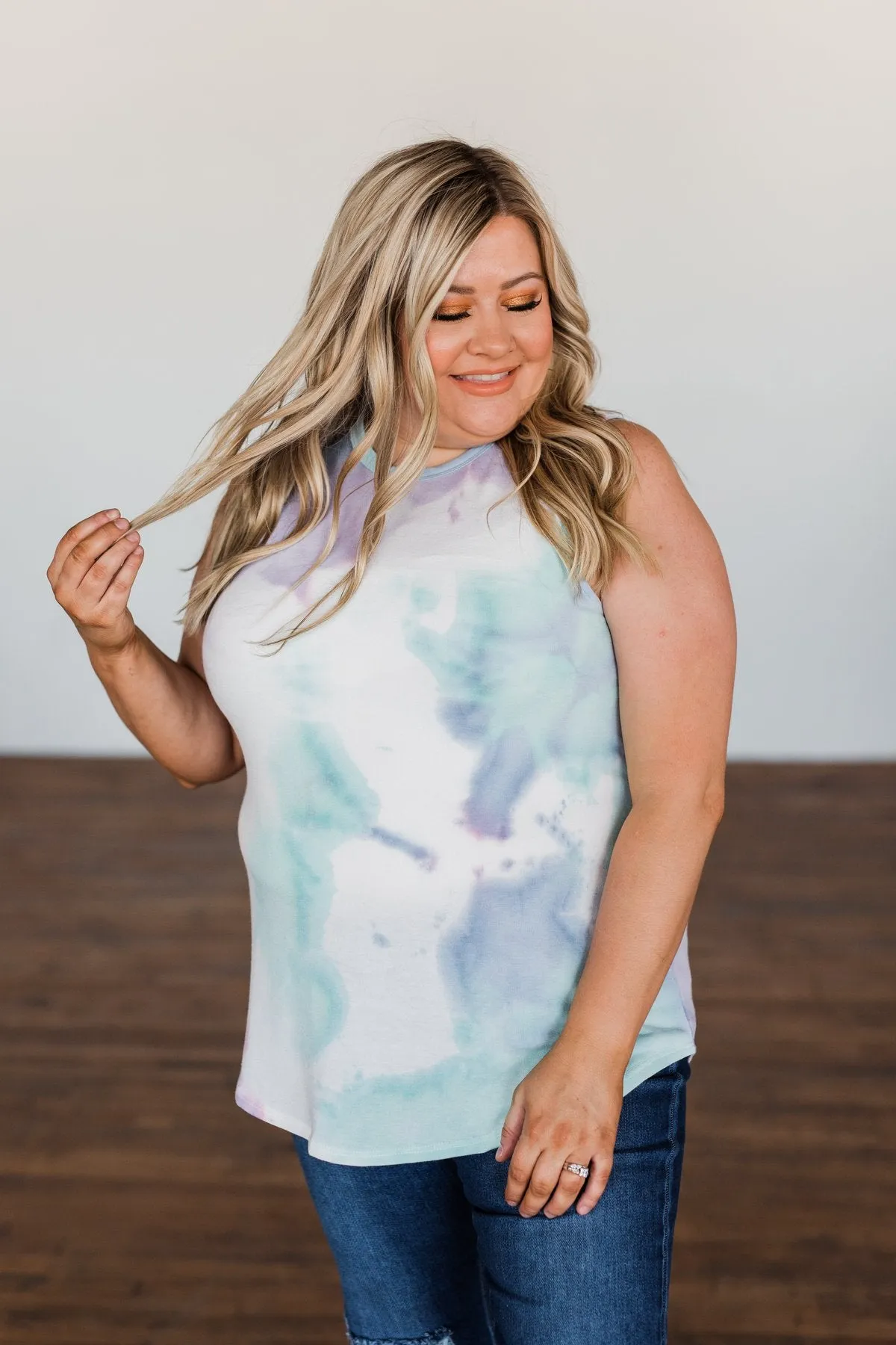 Brighten My Summer Tie Dye Tank Top- Purple, Mint, Ivory