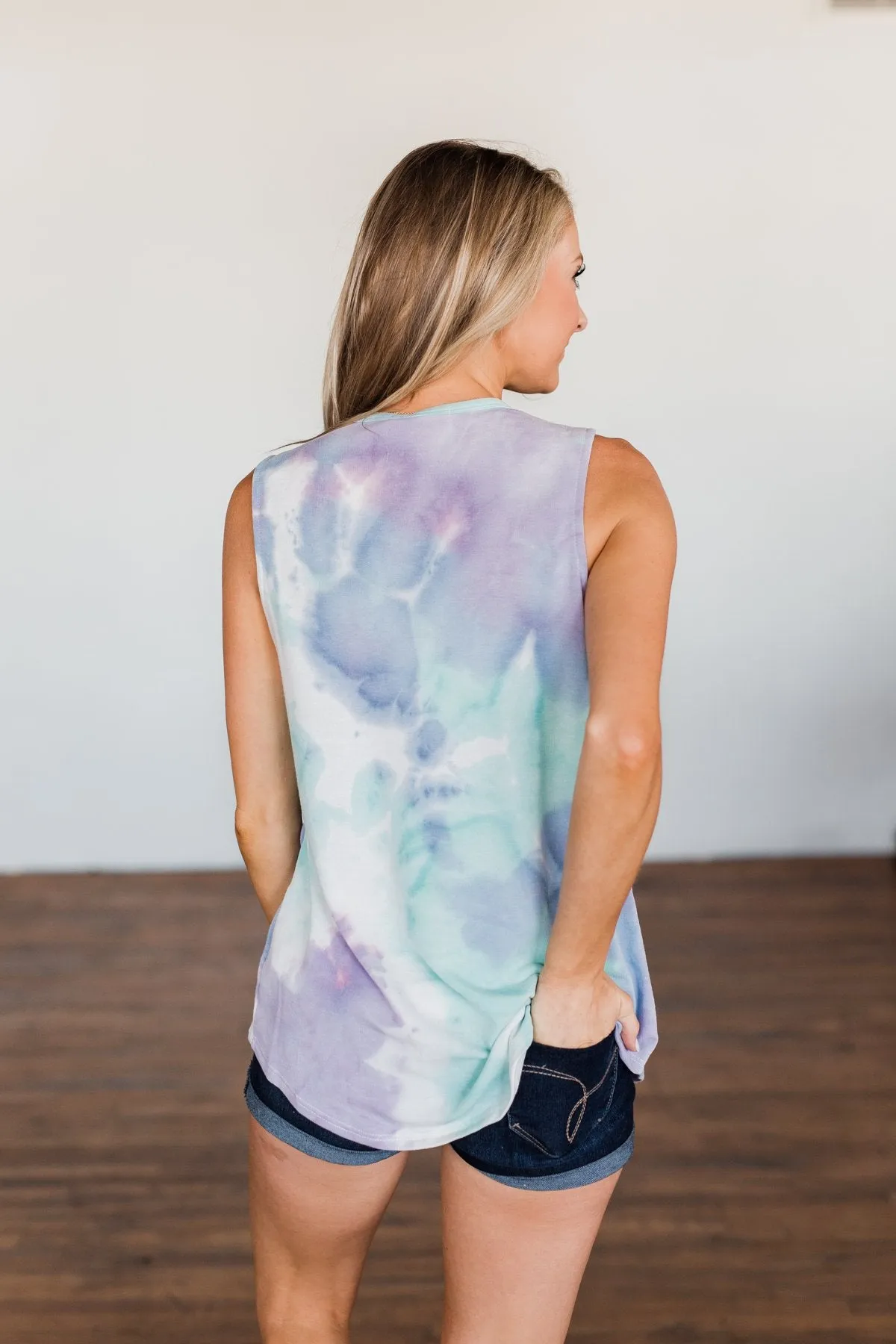 Brighten My Summer Tie Dye Tank Top- Purple, Mint, Ivory
