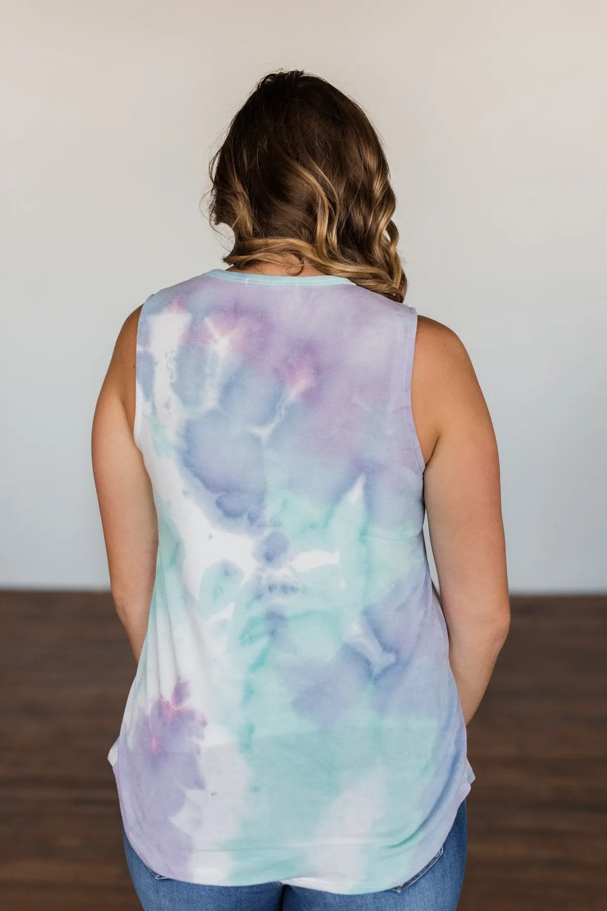 Brighten My Summer Tie Dye Tank Top- Purple, Mint, Ivory