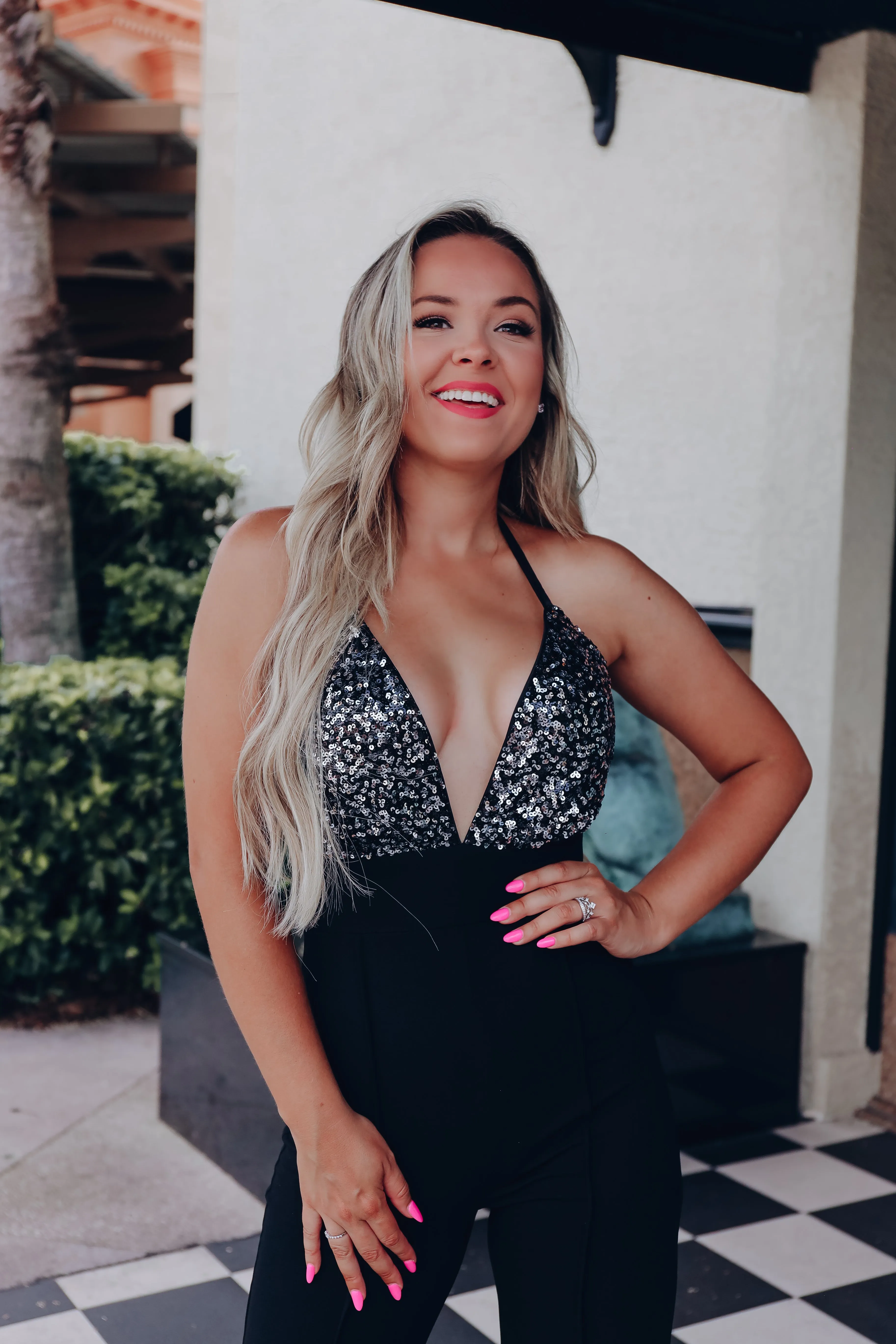 Broadway Sequin Top Jumpsuit - Black