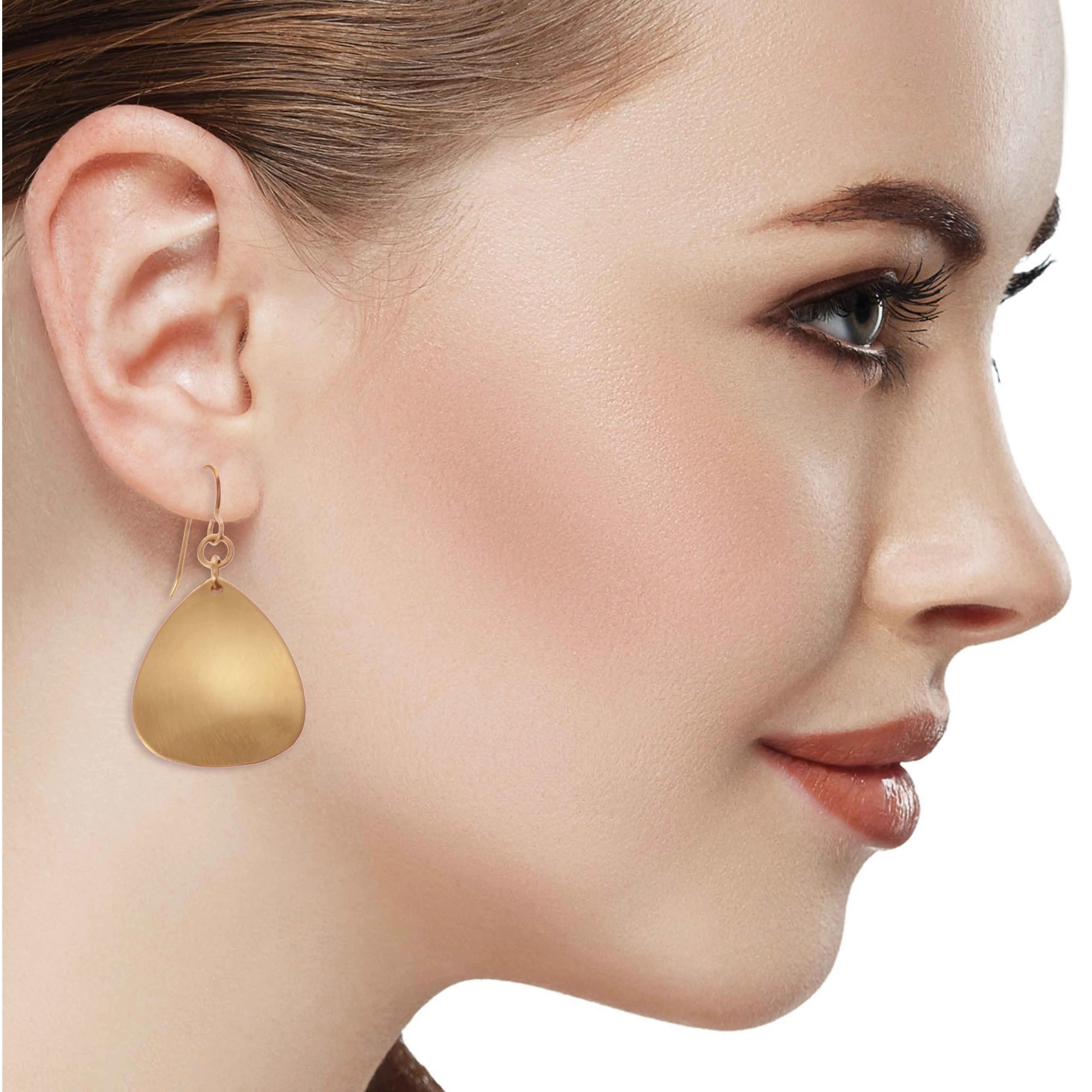 Brushed Bronze Triangular Drop Earrings
