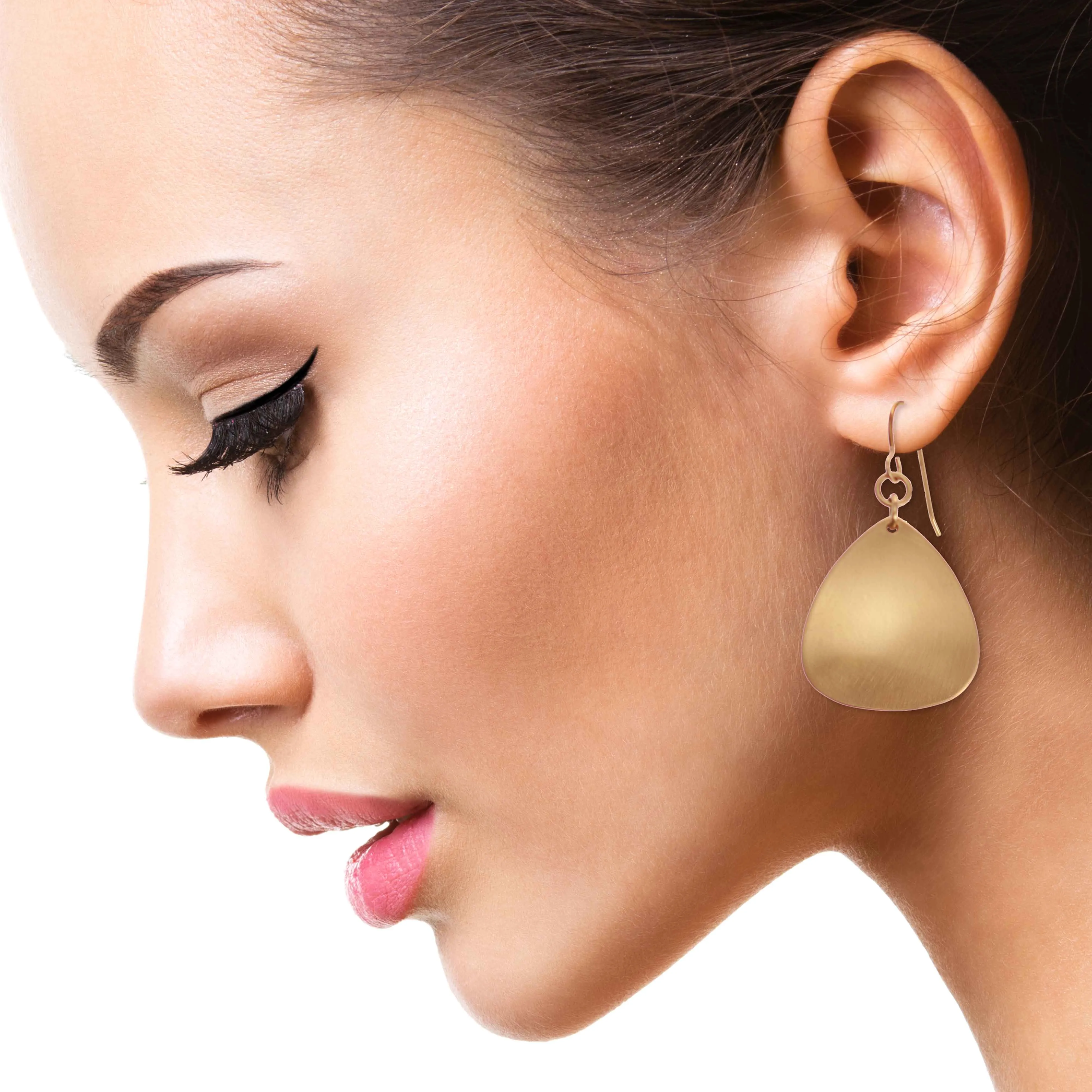 Brushed Bronze Triangular Drop Earrings