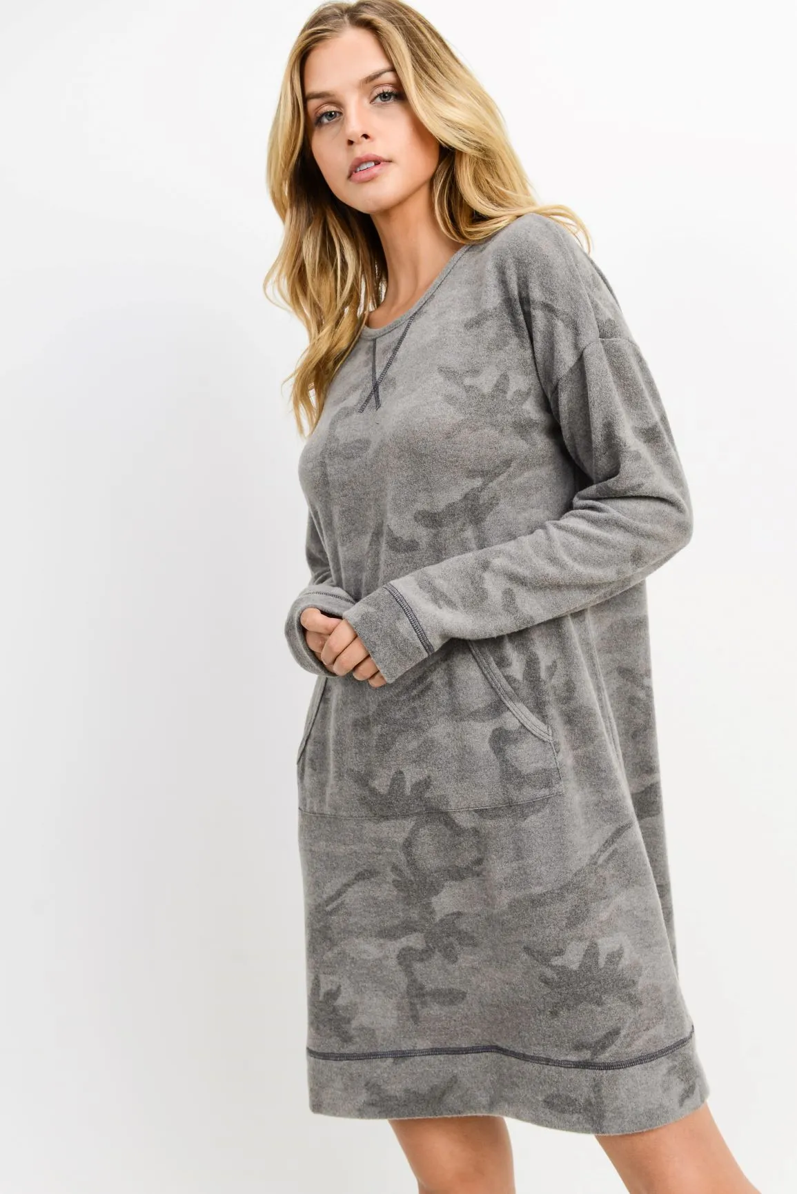 Brushed Camo Fleece Dress