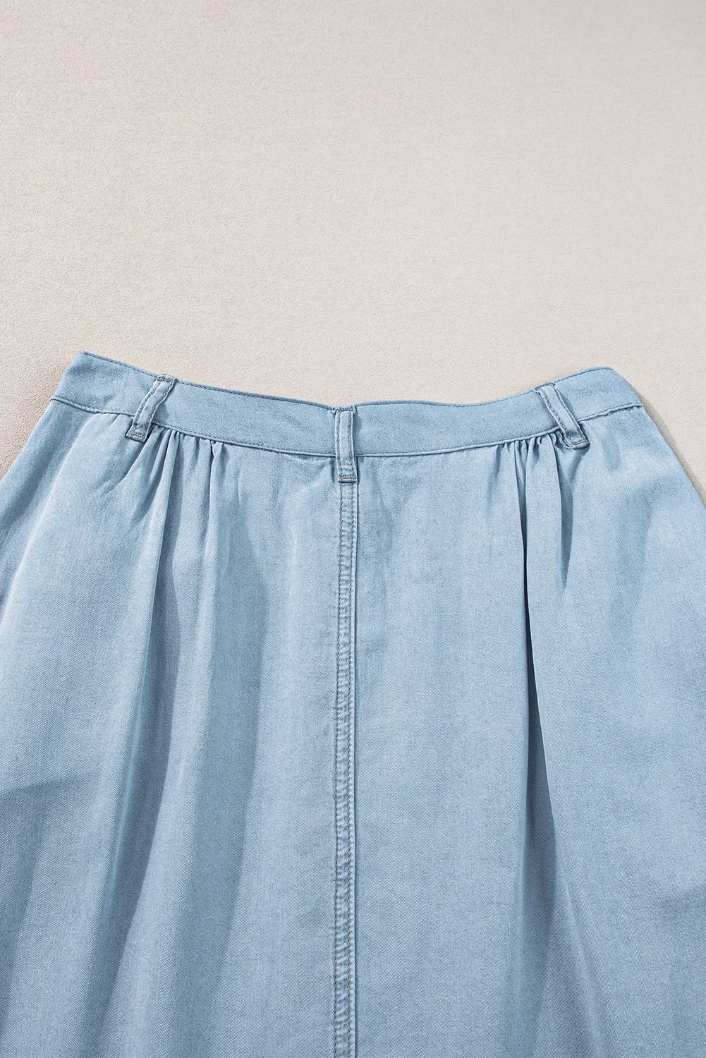 Buttoned Long Denim Skirt