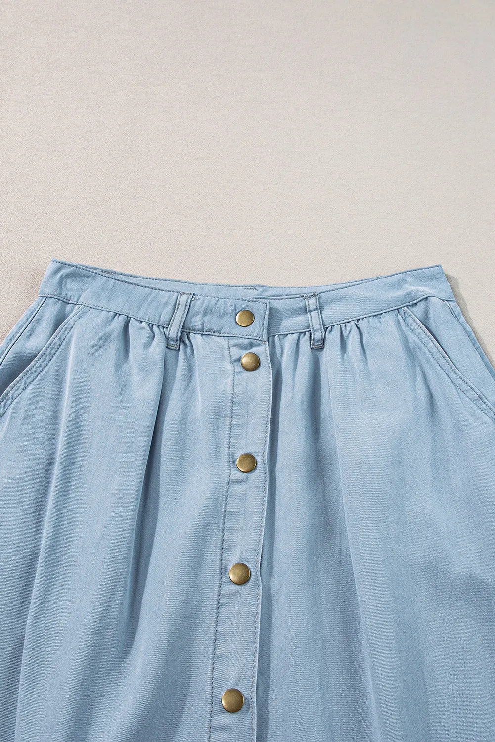 Buttoned Long Denim Skirt