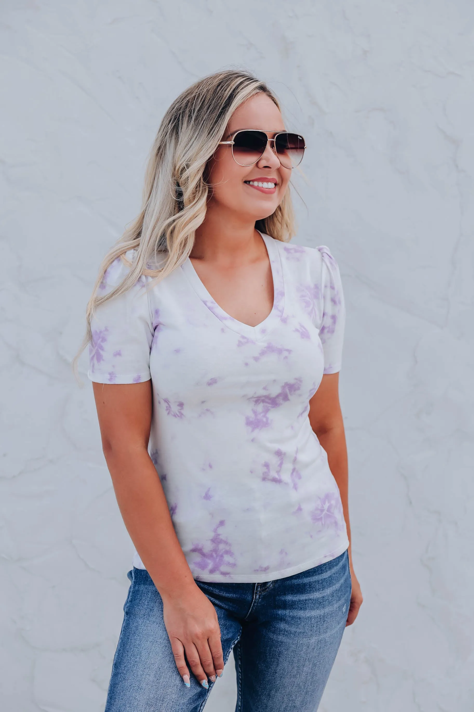 Calida Classic V-Neck Tie Dye Tee - Lavender