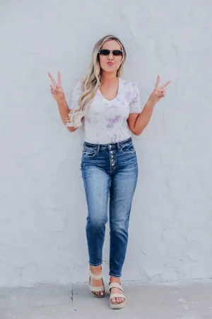 Calida Classic V-Neck Tie Dye Tee - Lavender