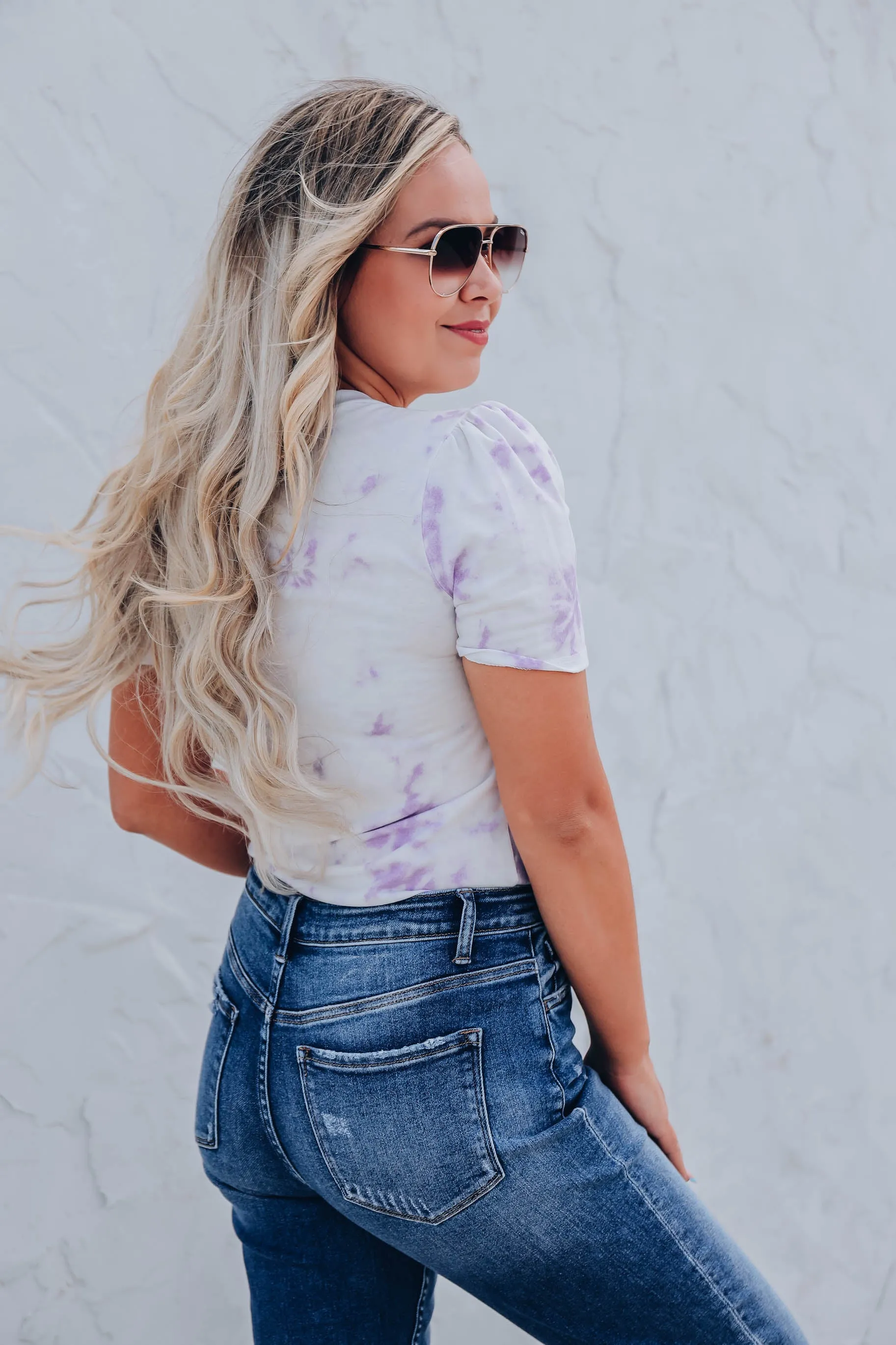 Calida Classic V-Neck Tie Dye Tee - Lavender