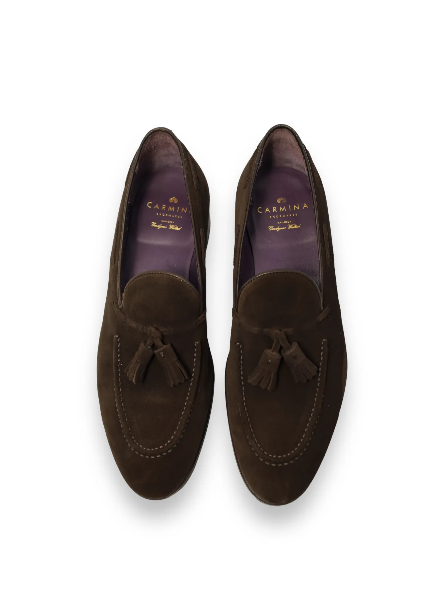 Carmina Chocolate Brown Suede Tassel Loafer