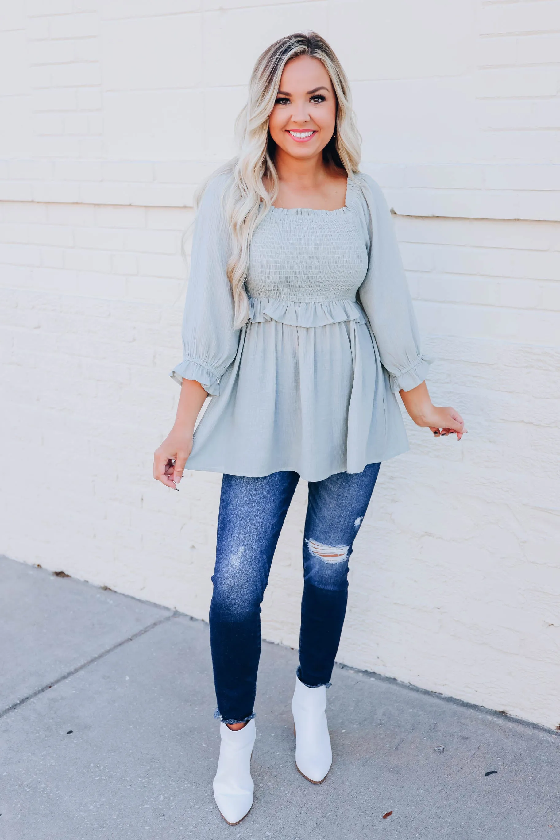 Cecelia Smocked Peplum Blouse
