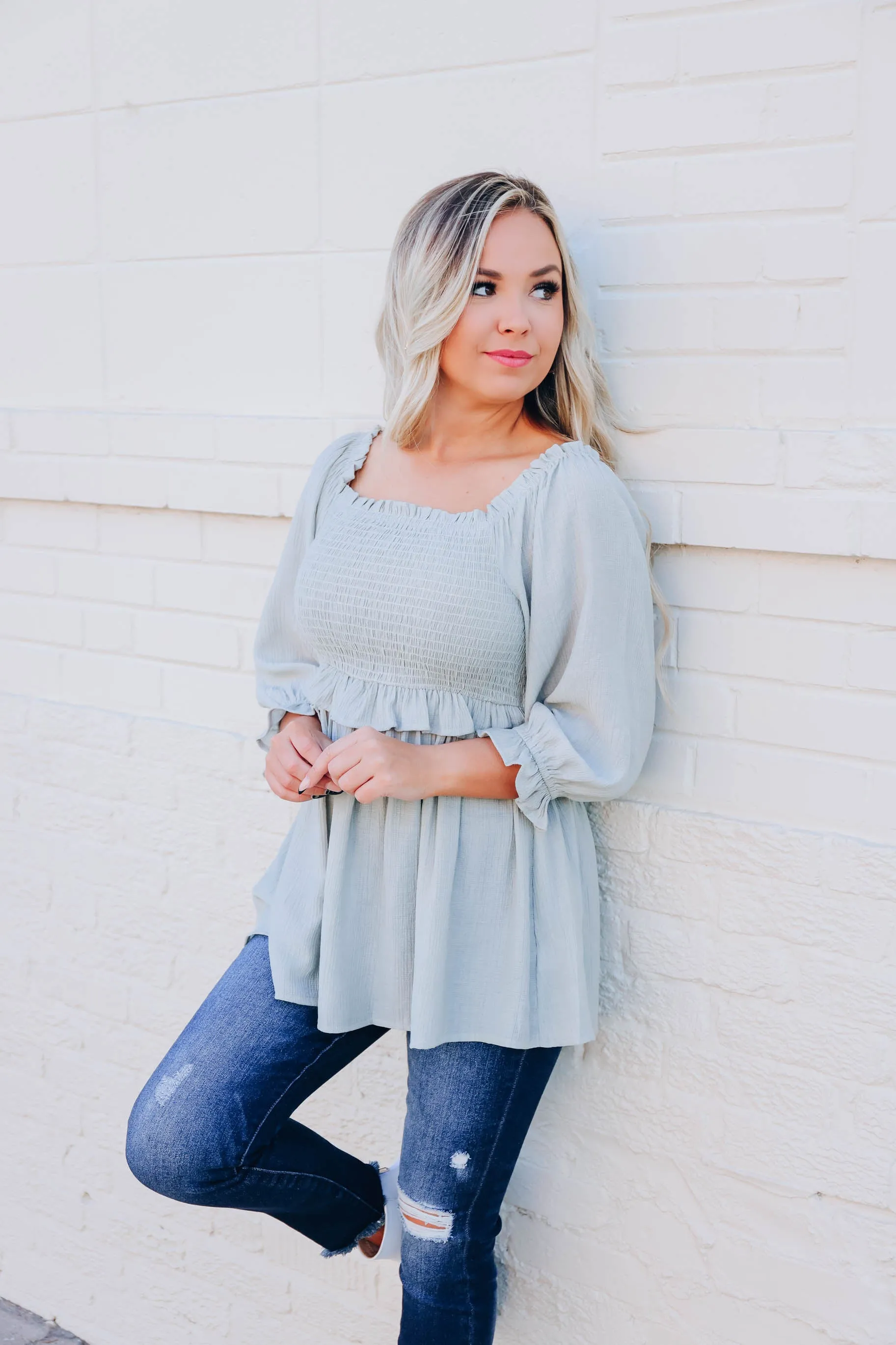 Cecelia Smocked Peplum Blouse
