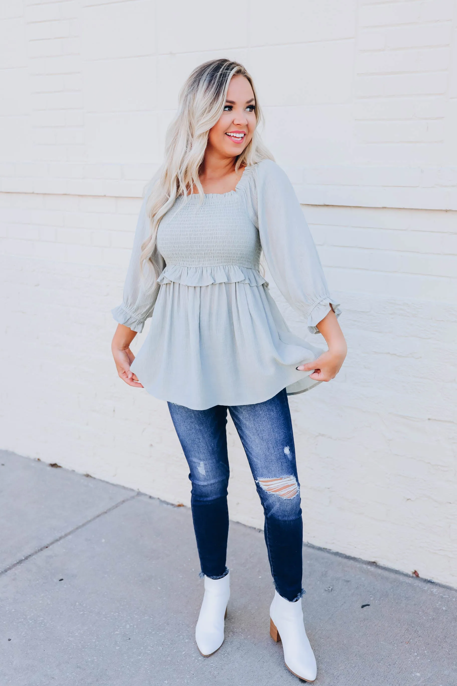 Cecelia Smocked Peplum Blouse