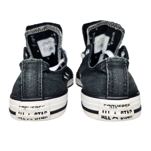 Converse All Star Shoes Juniors 4 Black Double Tongue Stars Shimmer Silver Gold