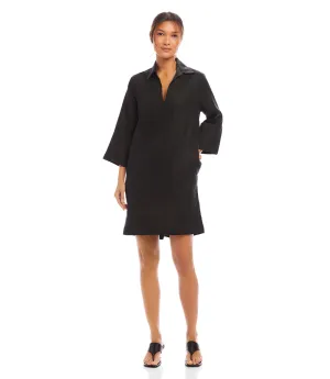 Cuffed Sleeve Linen Dress