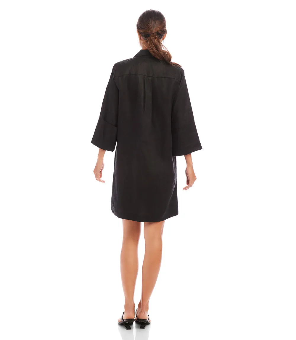 Cuffed Sleeve Linen Dress
