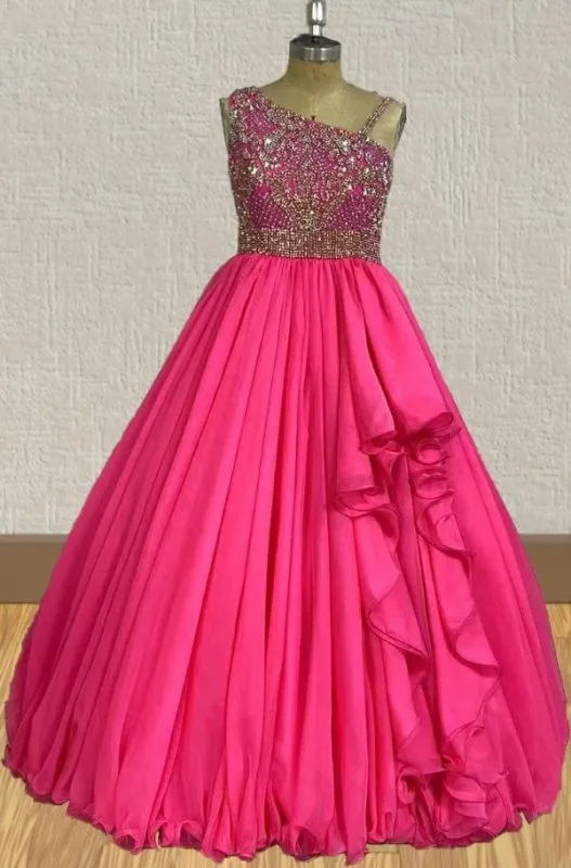 Custom Fuchsia Little Child Pageant Prom Couture