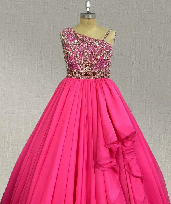 Custom Fuchsia Little Child Pageant Prom Couture