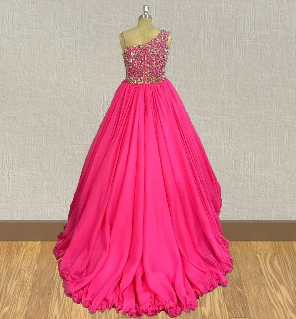 Custom Fuchsia Little Child Pageant Prom Couture