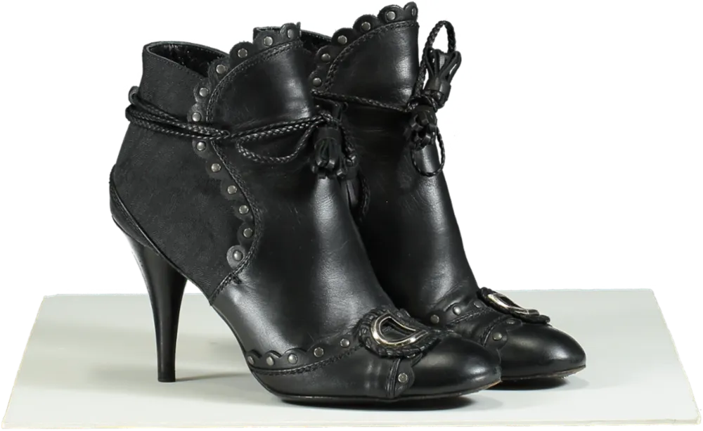 Dior Black Ankle Boots with D-Buckle Detail UK 4 EU 37