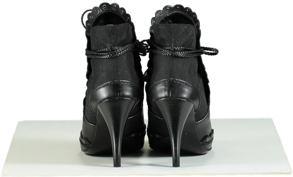 Dior Black Ankle Boots with D-Buckle Detail UK 4 EU 37