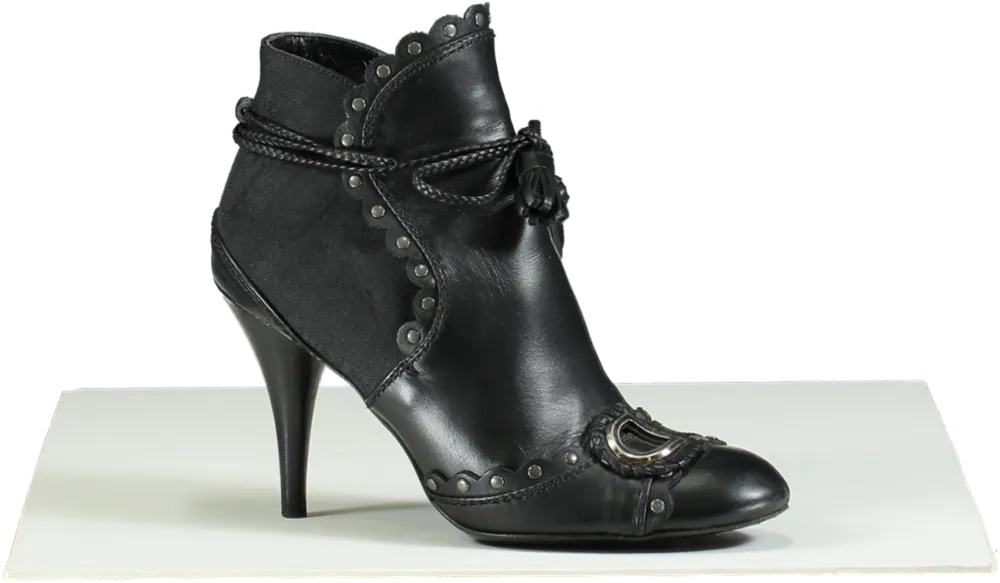 Dior Black Ankle Boots with D-Buckle Detail UK 4 EU 37