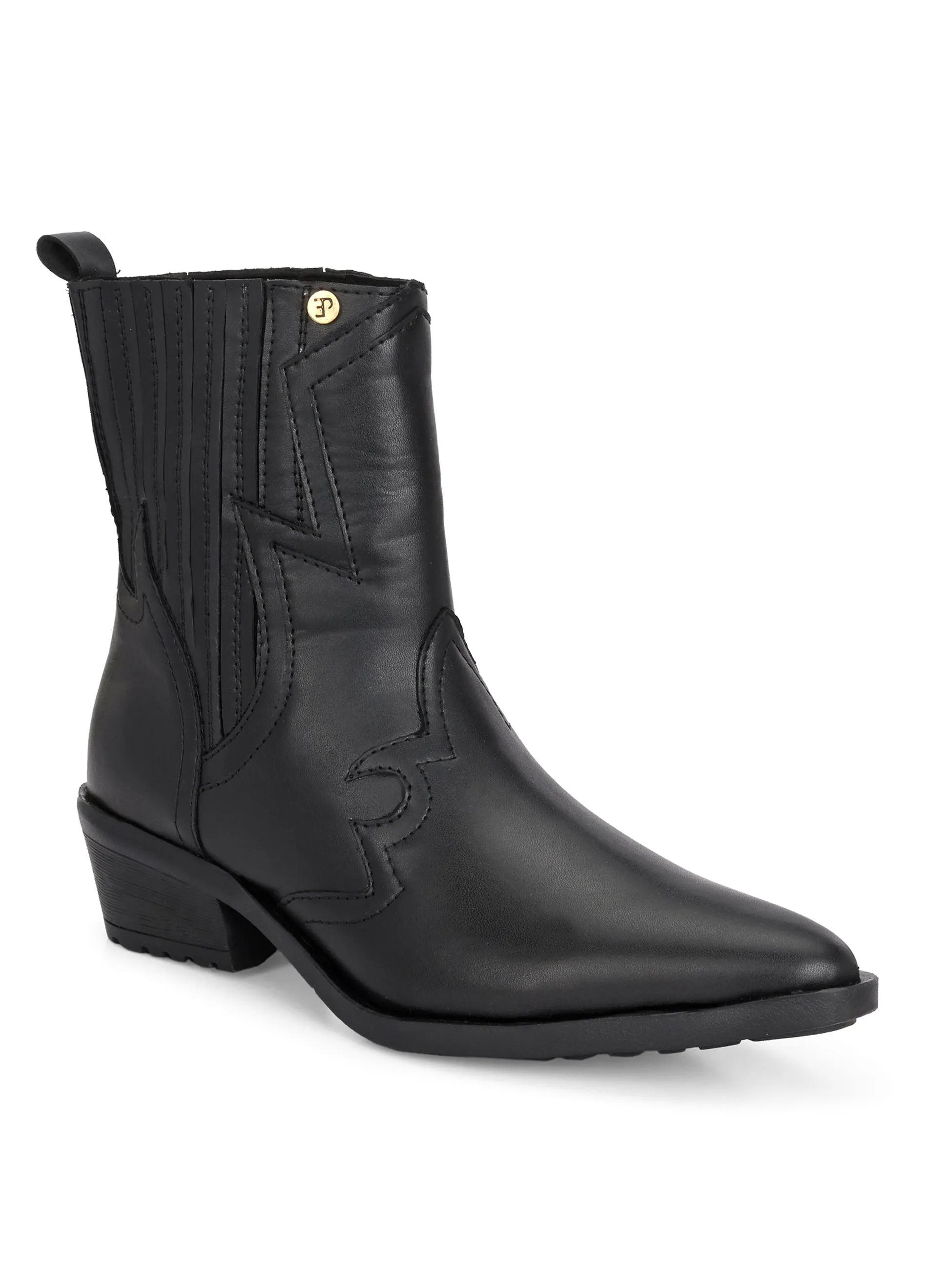EL PASO Women Faux Leather Casual Slip On Cowboy Boots