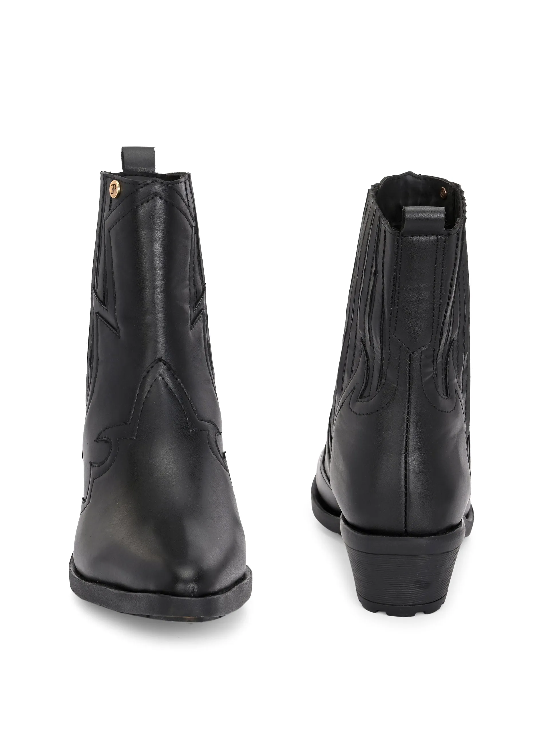 EL PASO Women Faux Leather Casual Slip On Cowboy Boots