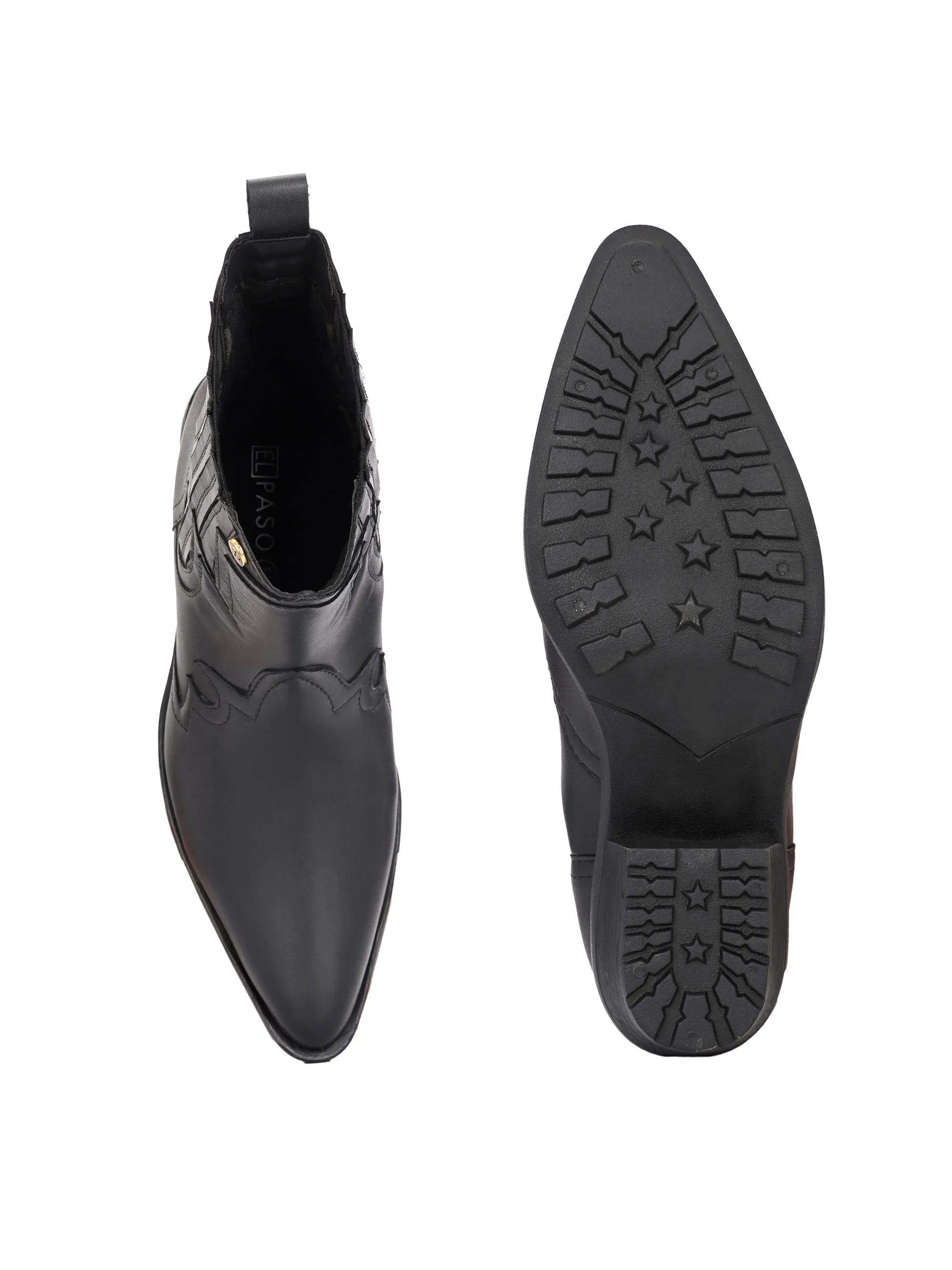 EL PASO Women Faux Leather Casual Slip On Cowboy Boots