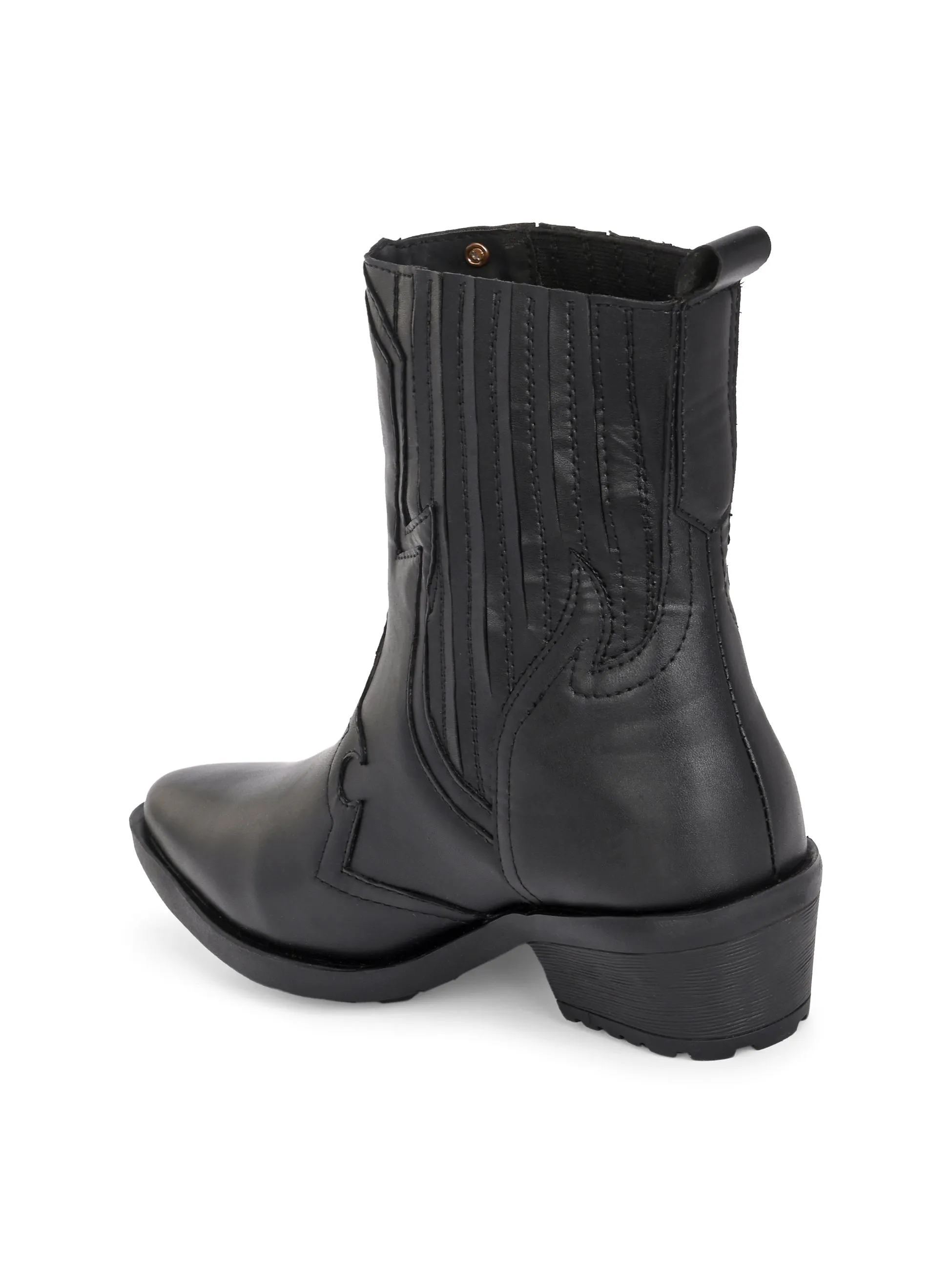 EL PASO Women Faux Leather Casual Slip On Cowboy Boots