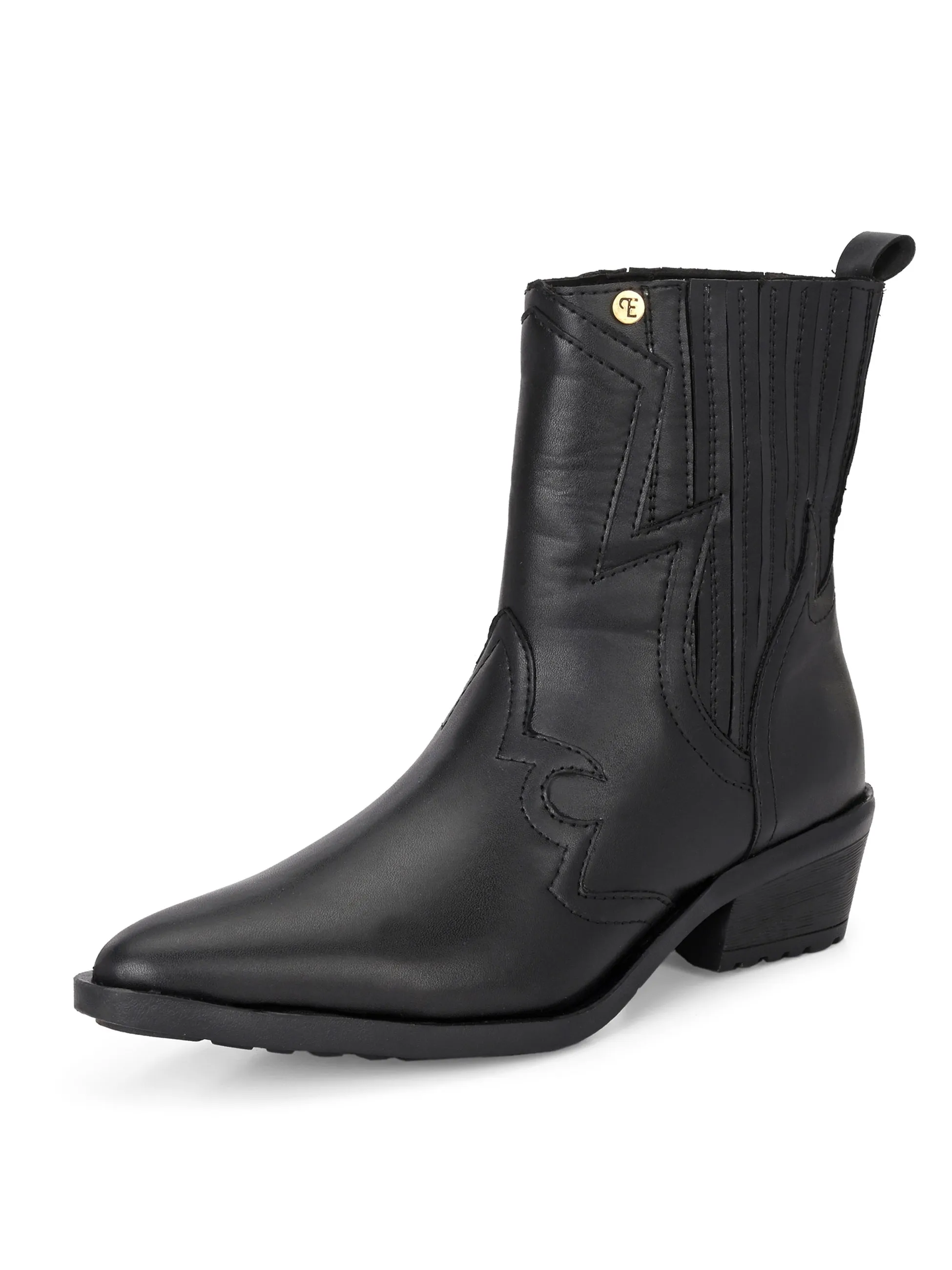 EL PASO Women Faux Leather Casual Slip On Cowboy Boots