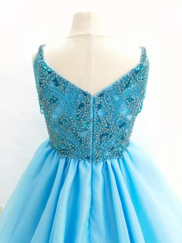 Elegant Beaded Bodice Young Girl Prom Pageant Couture