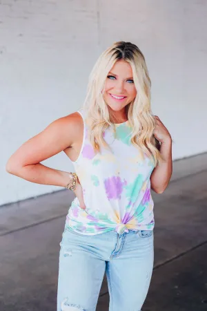 Feelin' Spritzy Tie Dye Tank - Purple/Green